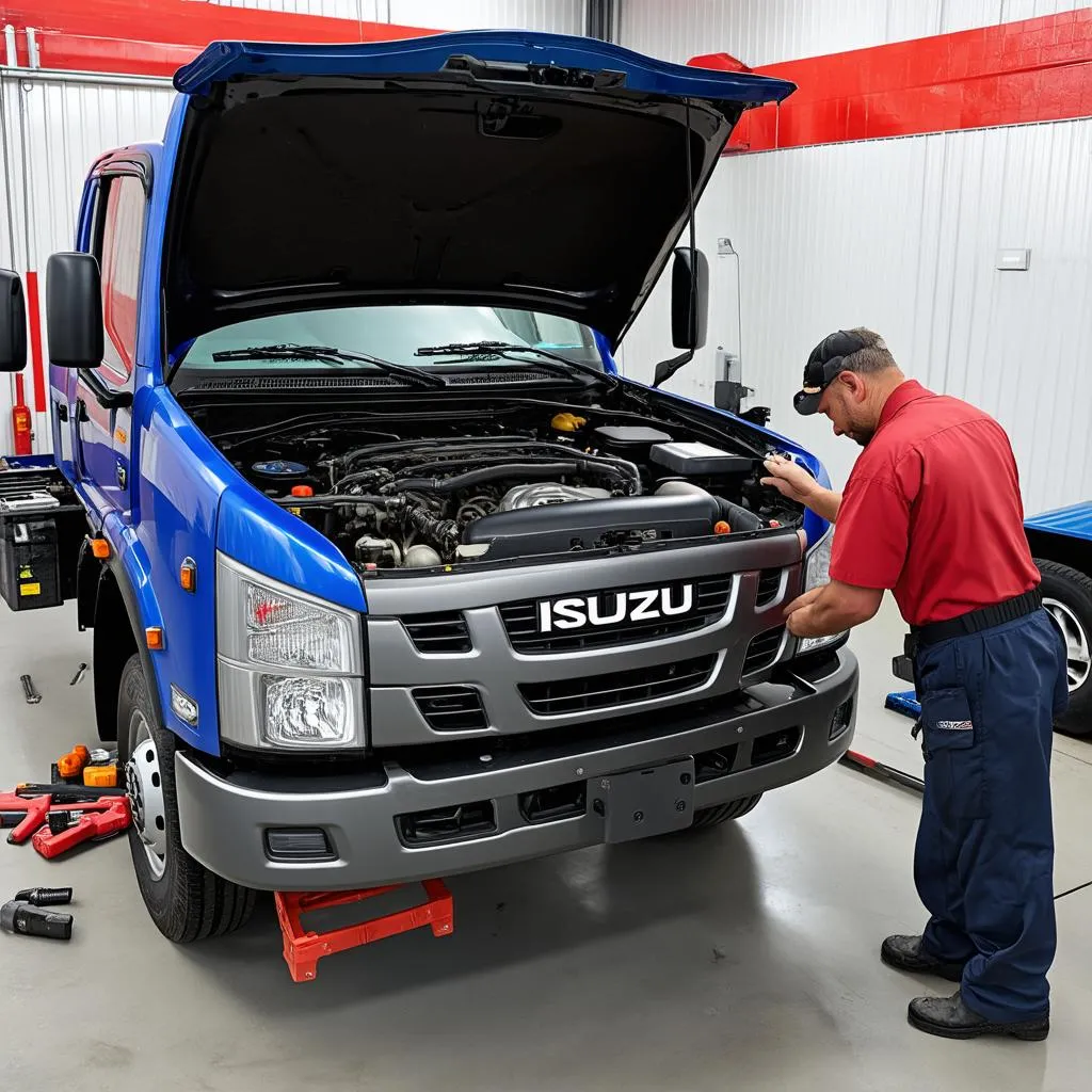 Kiểm tra động cơ xe tải Isuzu