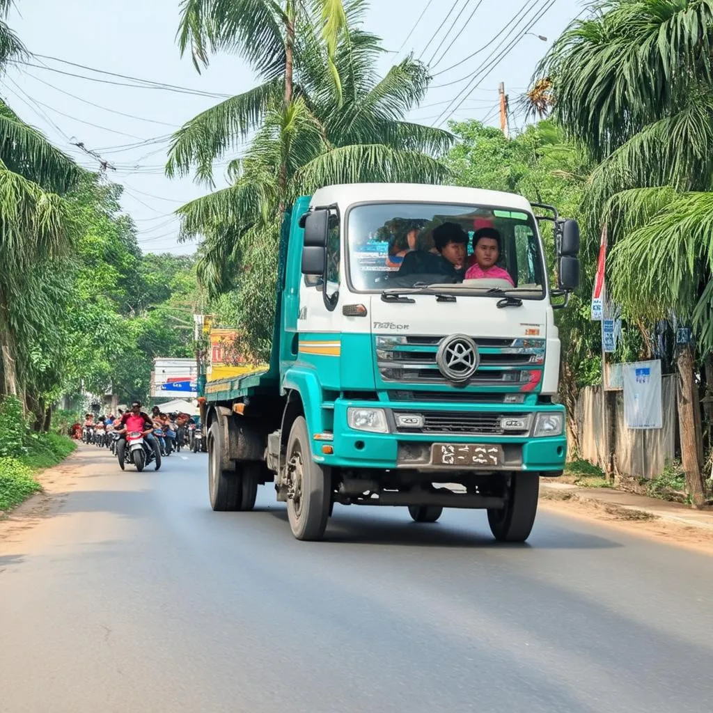 Lái xe tải trên đường phố Phú Yên