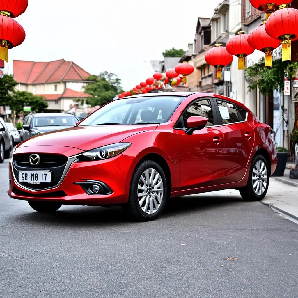 Mazda 3 màu đỏ đám cưới