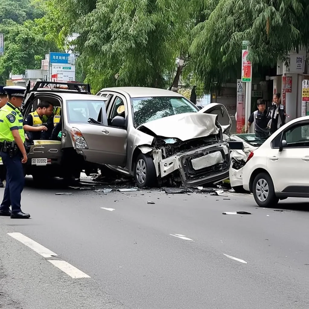 Hiện trường vụ tai nạn giao thông tại Bắc Giang