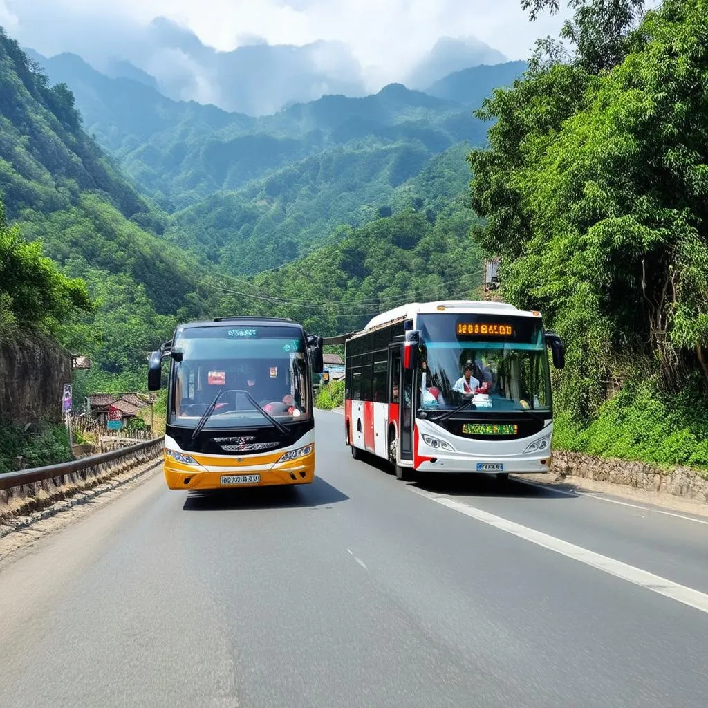 Xe du lịch tại Cổng Trời Sapa