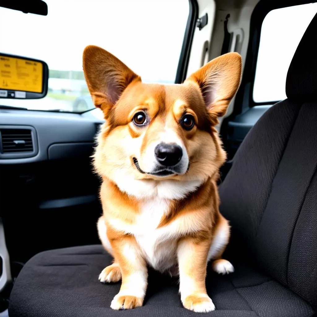 Chó Corgi trên xe tải