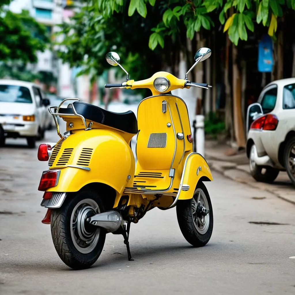 Vespa cổ màu vàng