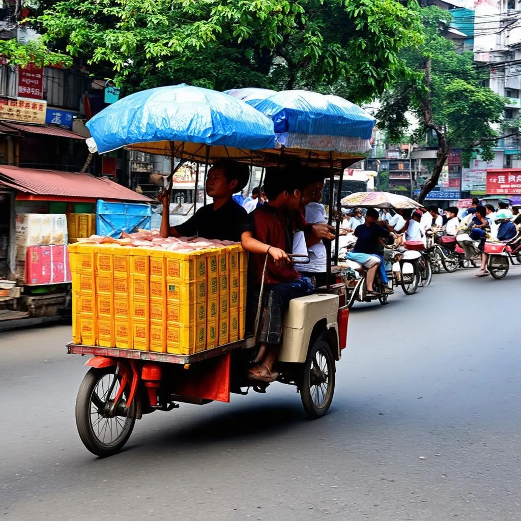 Xe ba gác chở hàng Hà Nội