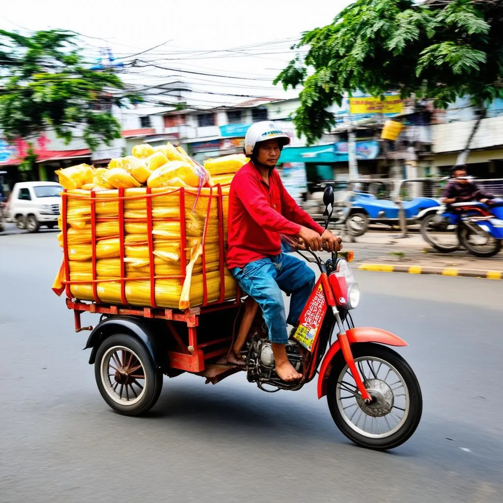 Xe ba gác chở hàng tại Nha Trang