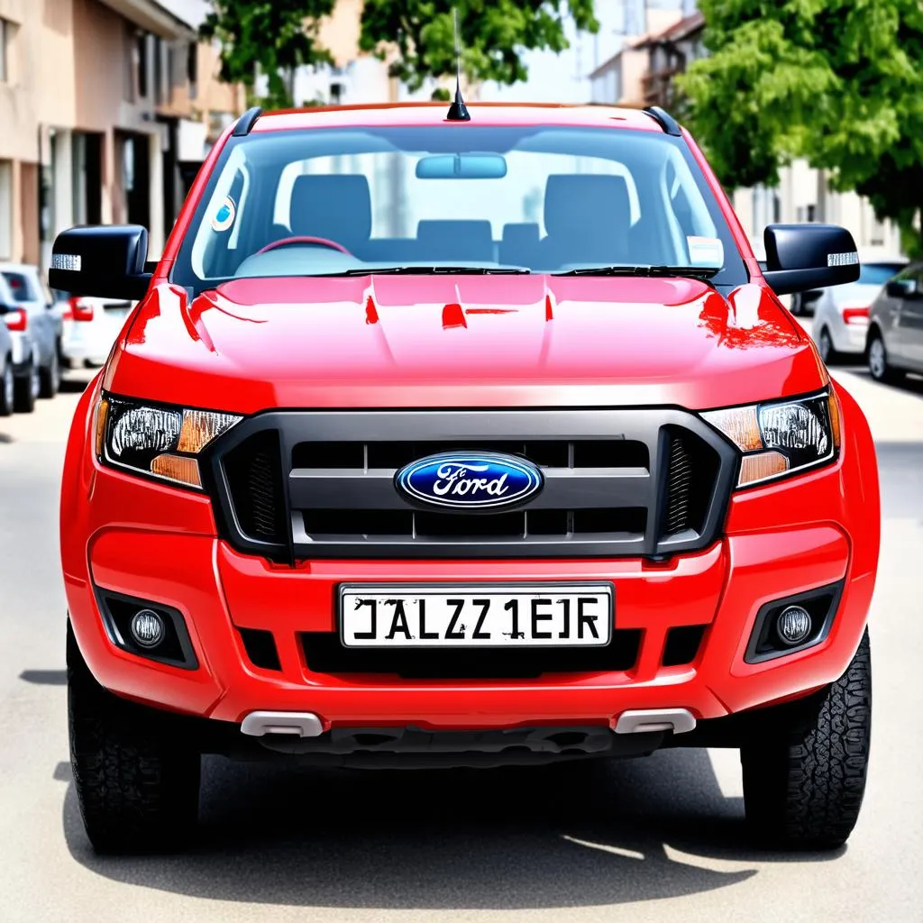 Xe bán tải Ford Ranger màu đỏ sang trọng