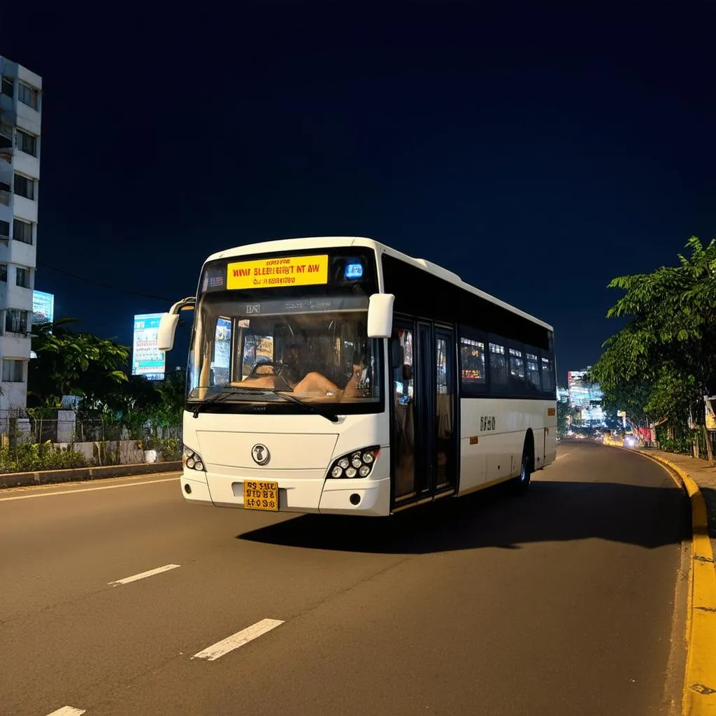 Xe khách Hoàng Long đang di chuyển