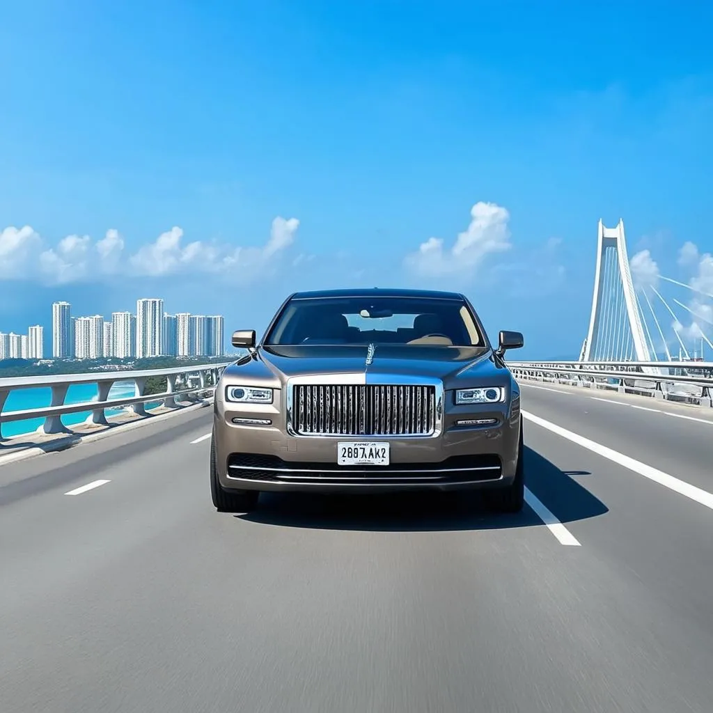 Xe limousine đi qua cầu Nha Trang