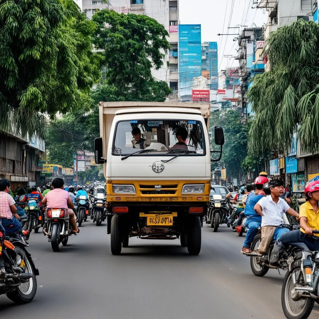 Xe tải 500kg chở hàng trong thành phố