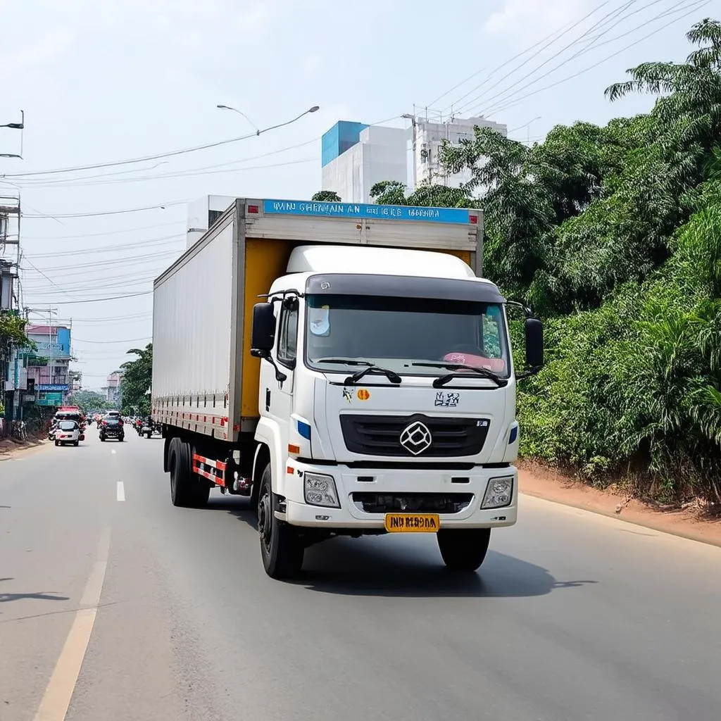 Xe tải di chuyển vào thành phố Vũng Tàu