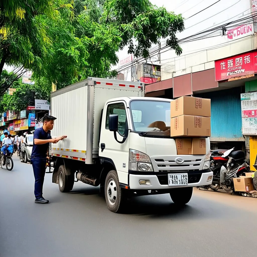 Xe tải Fusin giao hàng