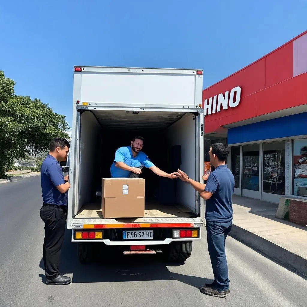 Hino truck delivering goods