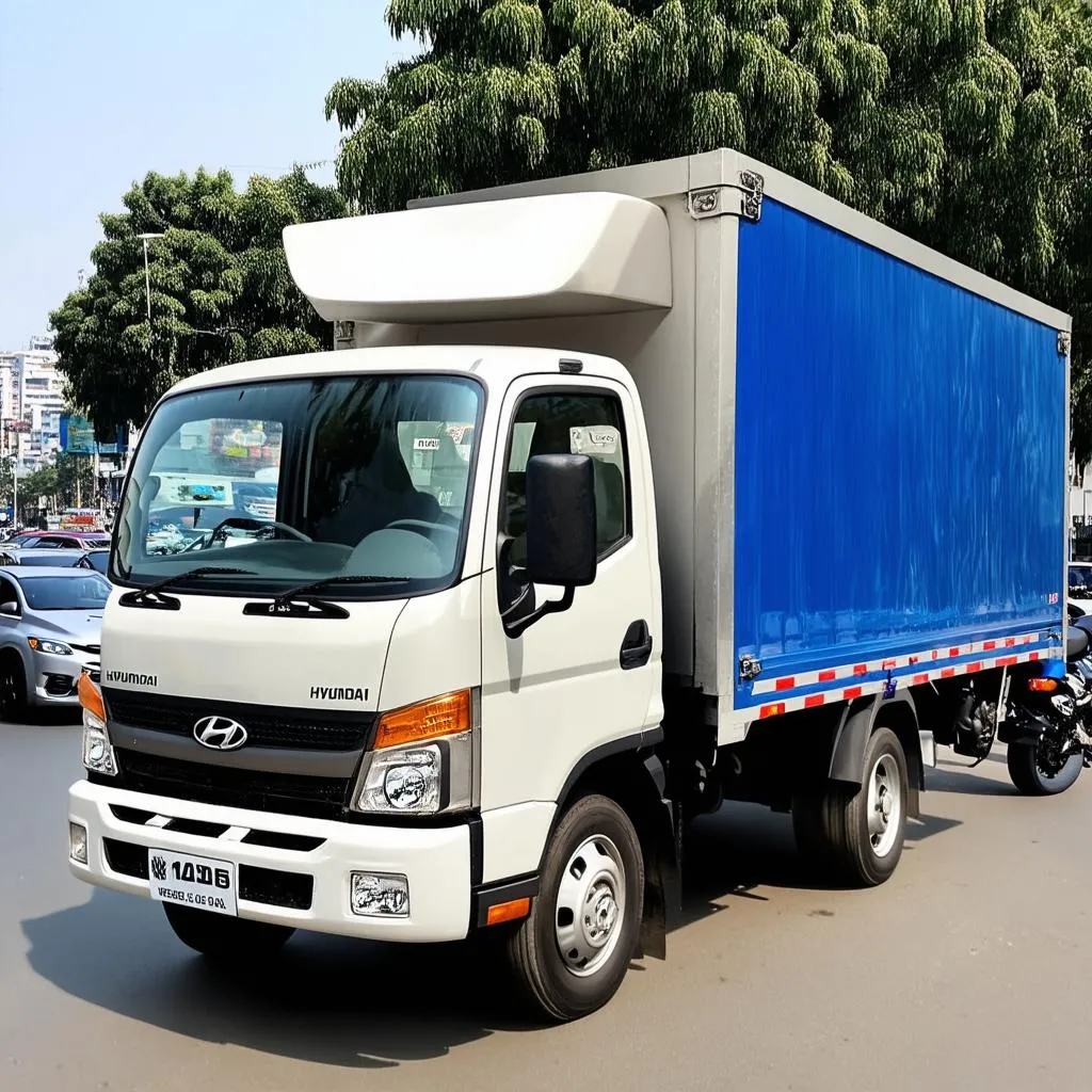 Xe tải Hyundai chuyên dụng trên đường phố