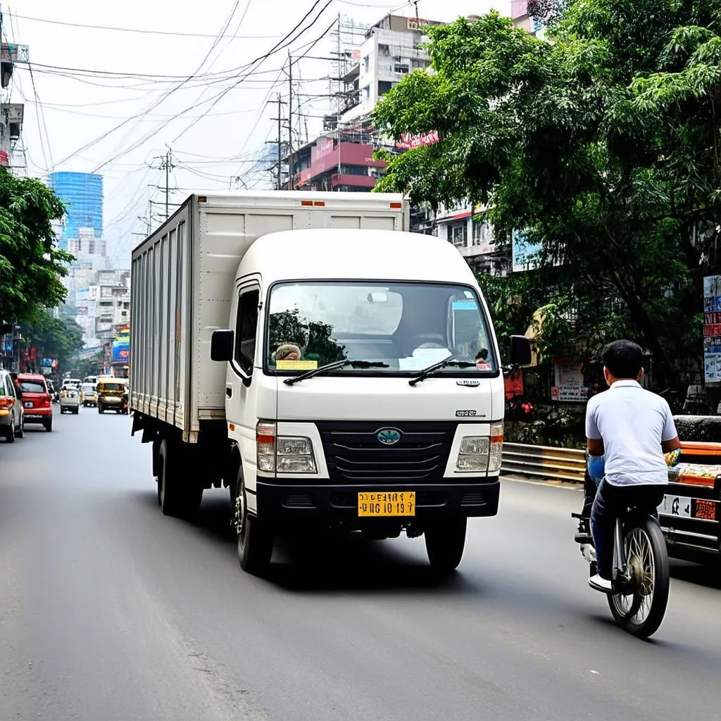 Xe tải van di chuyển trong thành phố