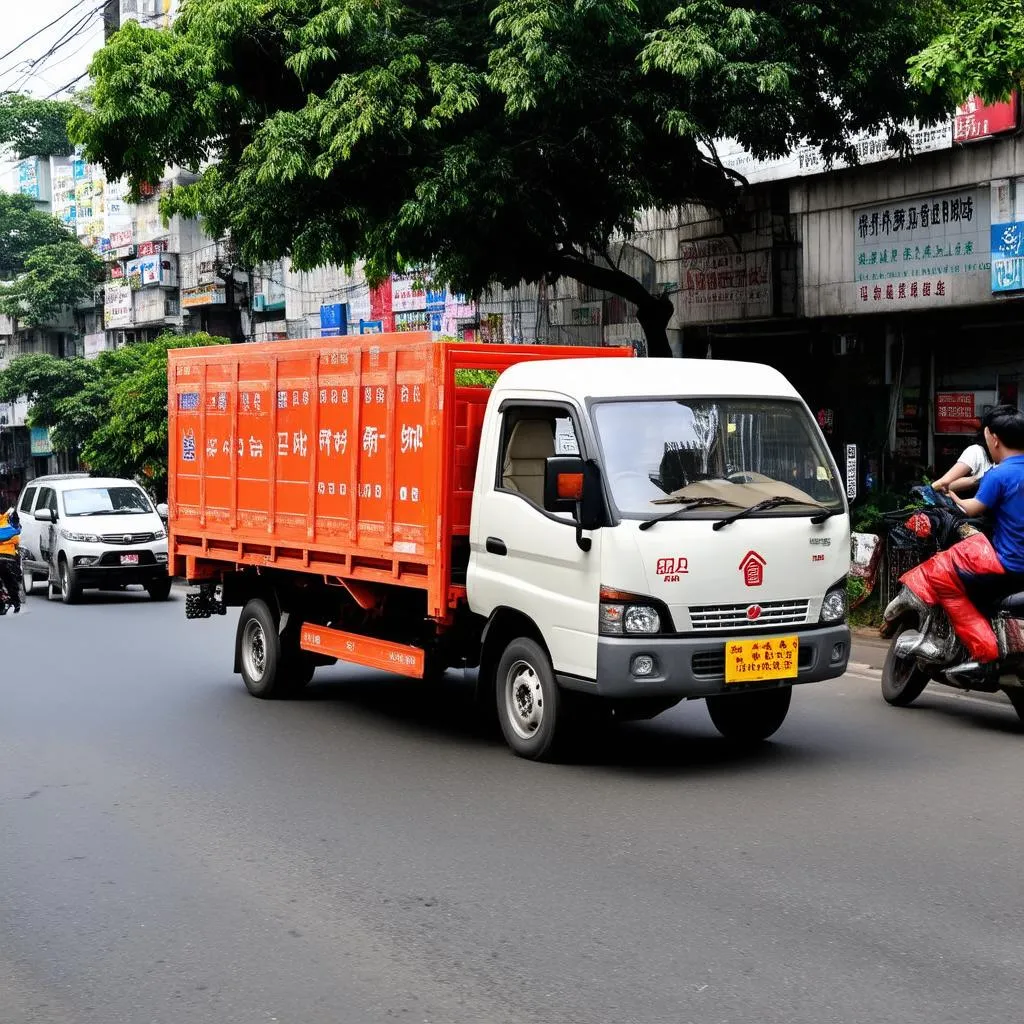 Xe tải van Dongfeng trên đường phố