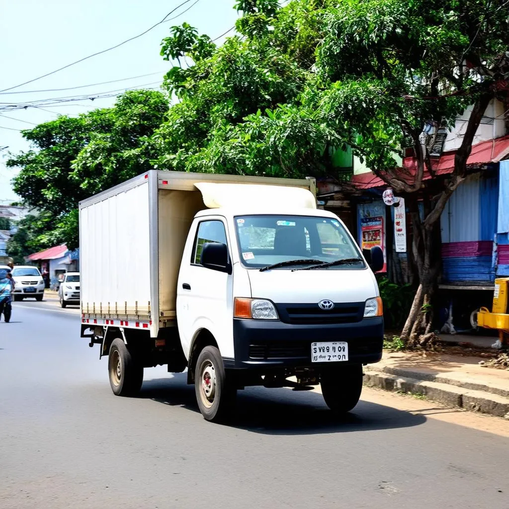 Xe tải van đang vận chuyển hàng hóa