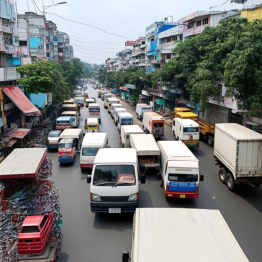 Xe tải van tham gia giao thông tại Hải Dương