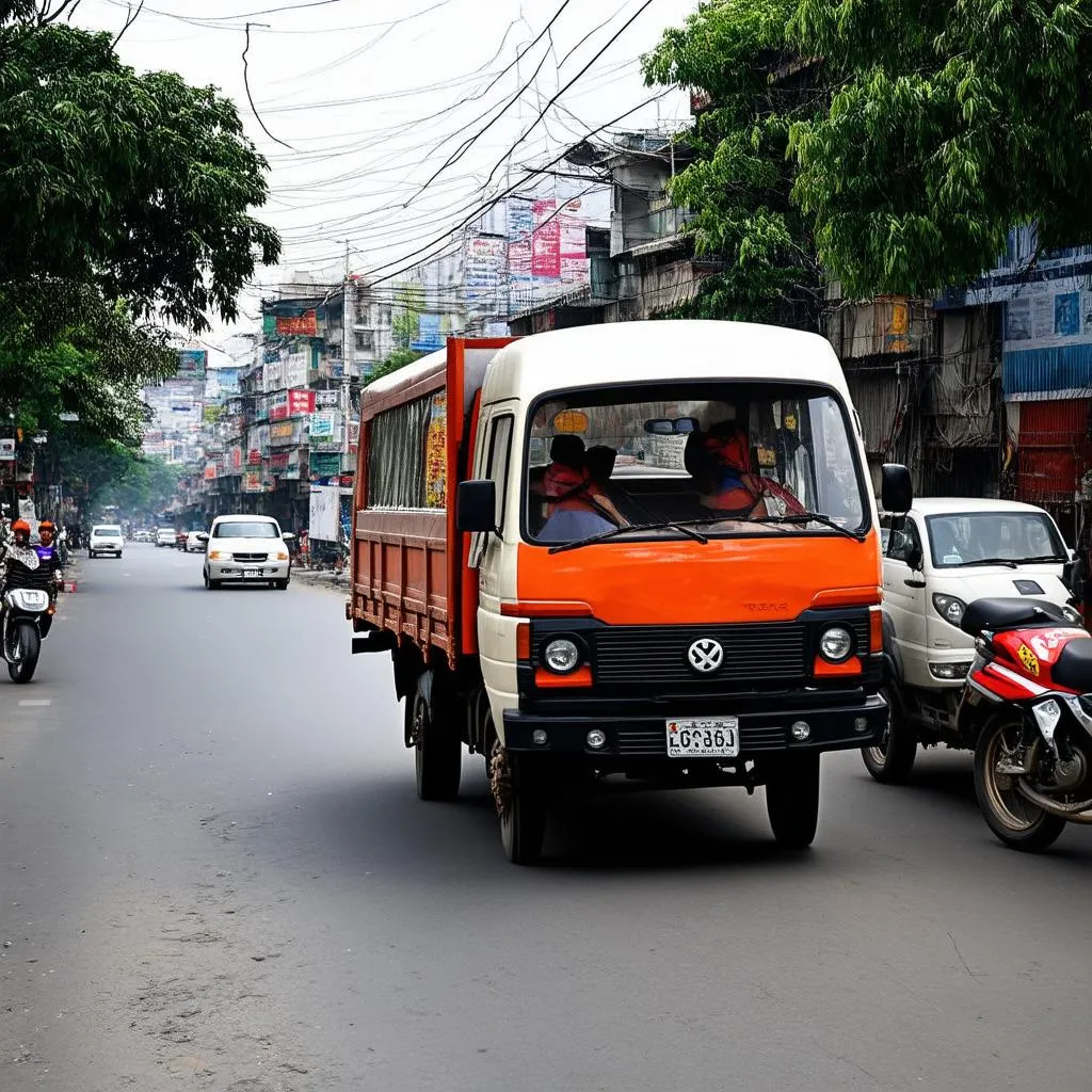 Xe tải van trên đường phố Hà Nội