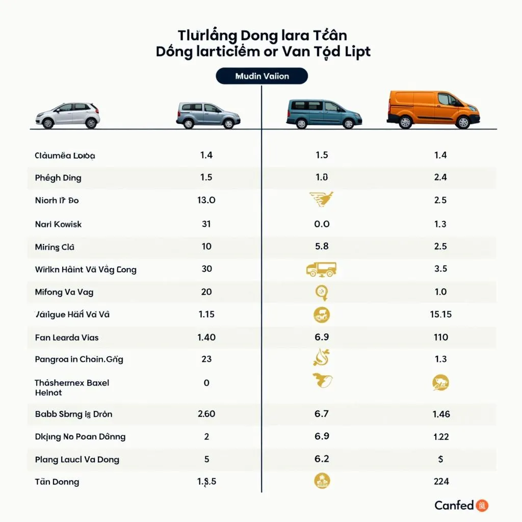 Bảng giá xe tải van