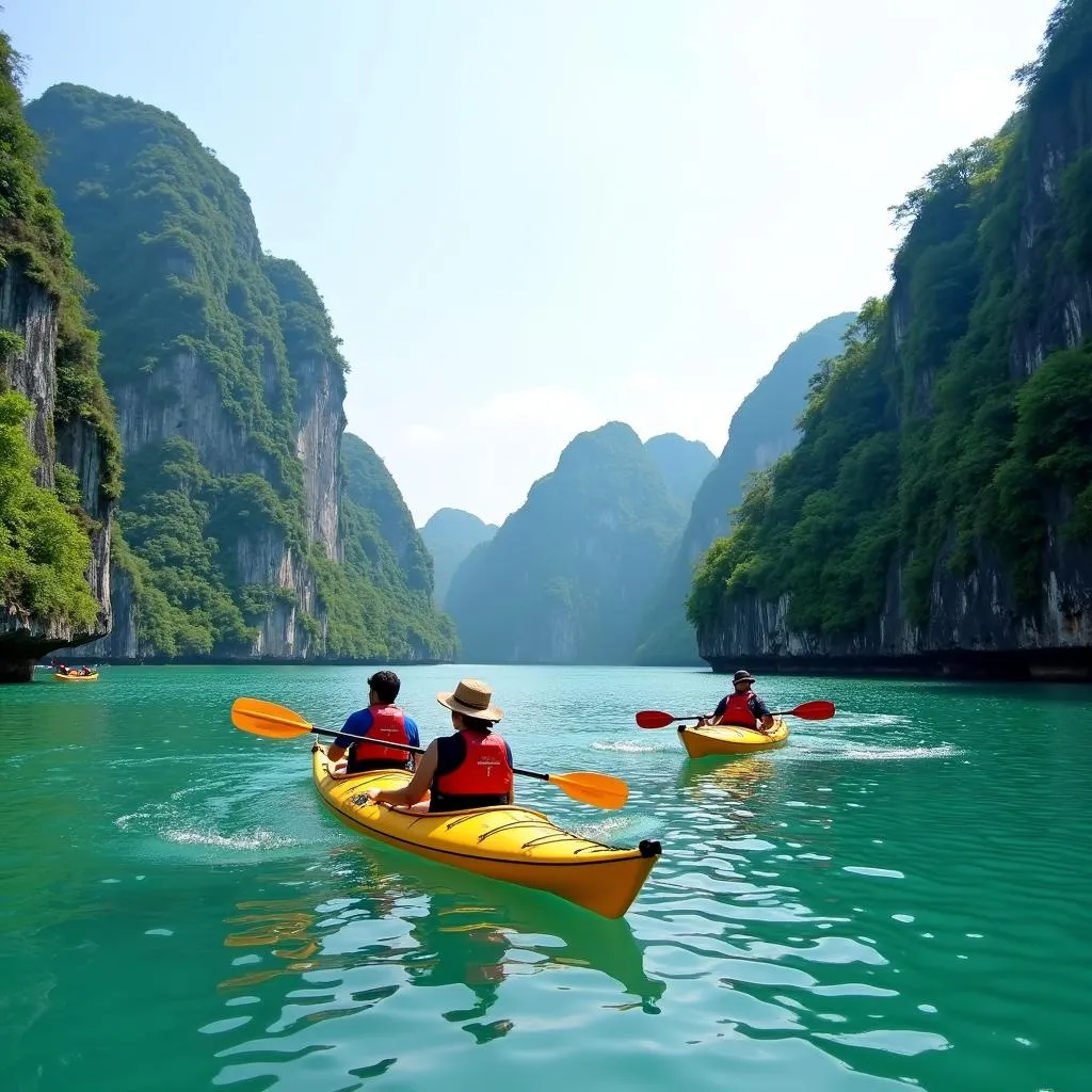 Chèo Kayak trên vịnh Hạ Long