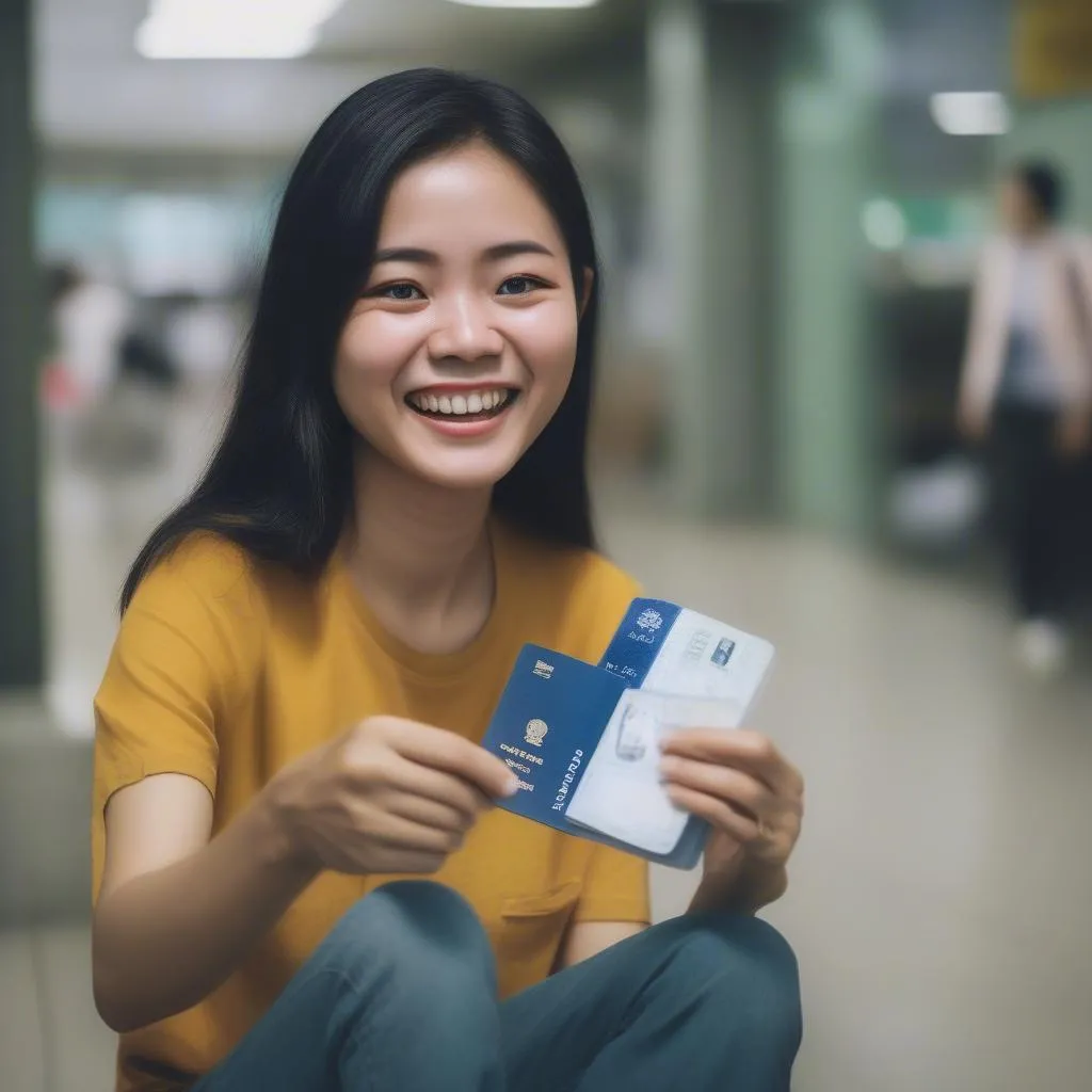 cô gái Thái Bình vui mừng khi nhận được visa Đài Loan