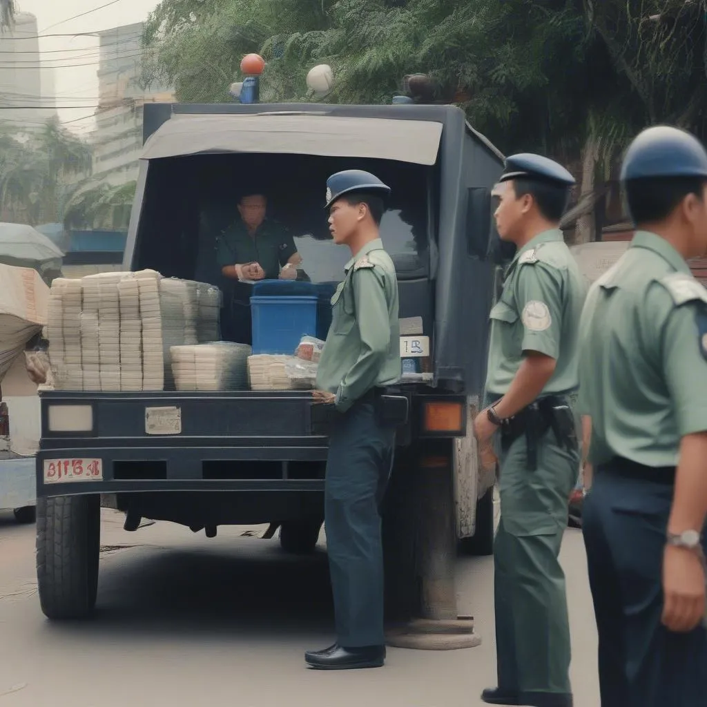 Công an kiểm tra xe tải nghi vấn chở ma túy