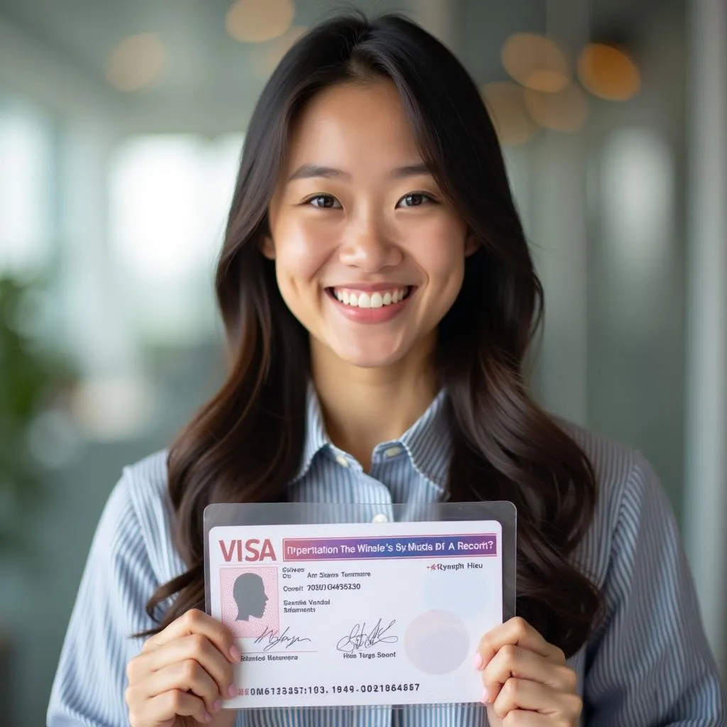 Hình ảnh du học sinh Quỳnh Hiếu nhận visa