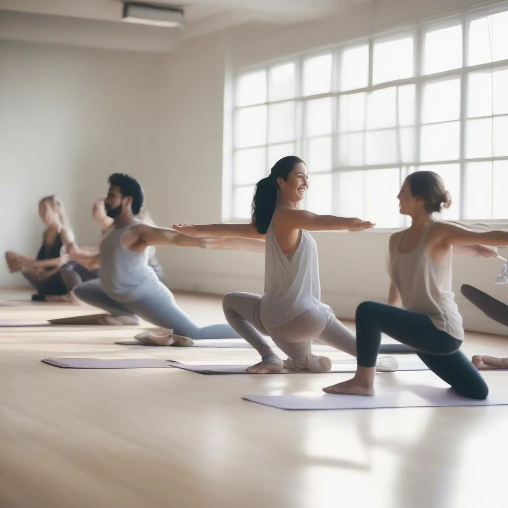 Giáo viên yoga hướng dẫn học viên