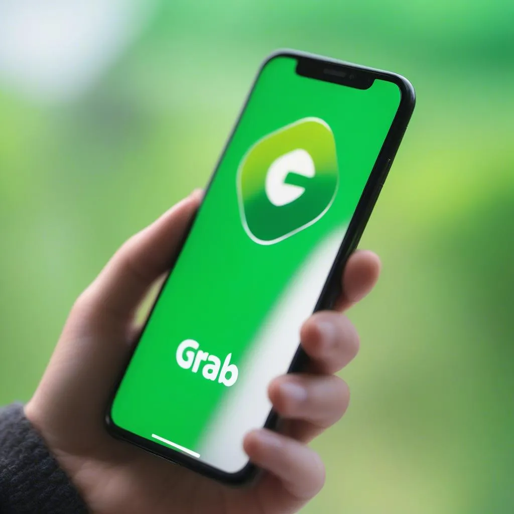 Grab logo trên điện thoại