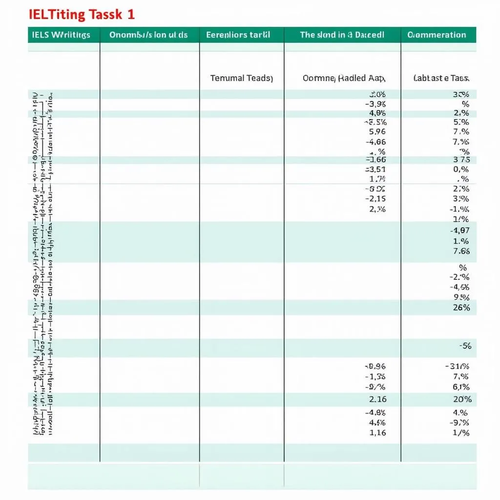 Bảng thống kê IELTS Writing Task 1