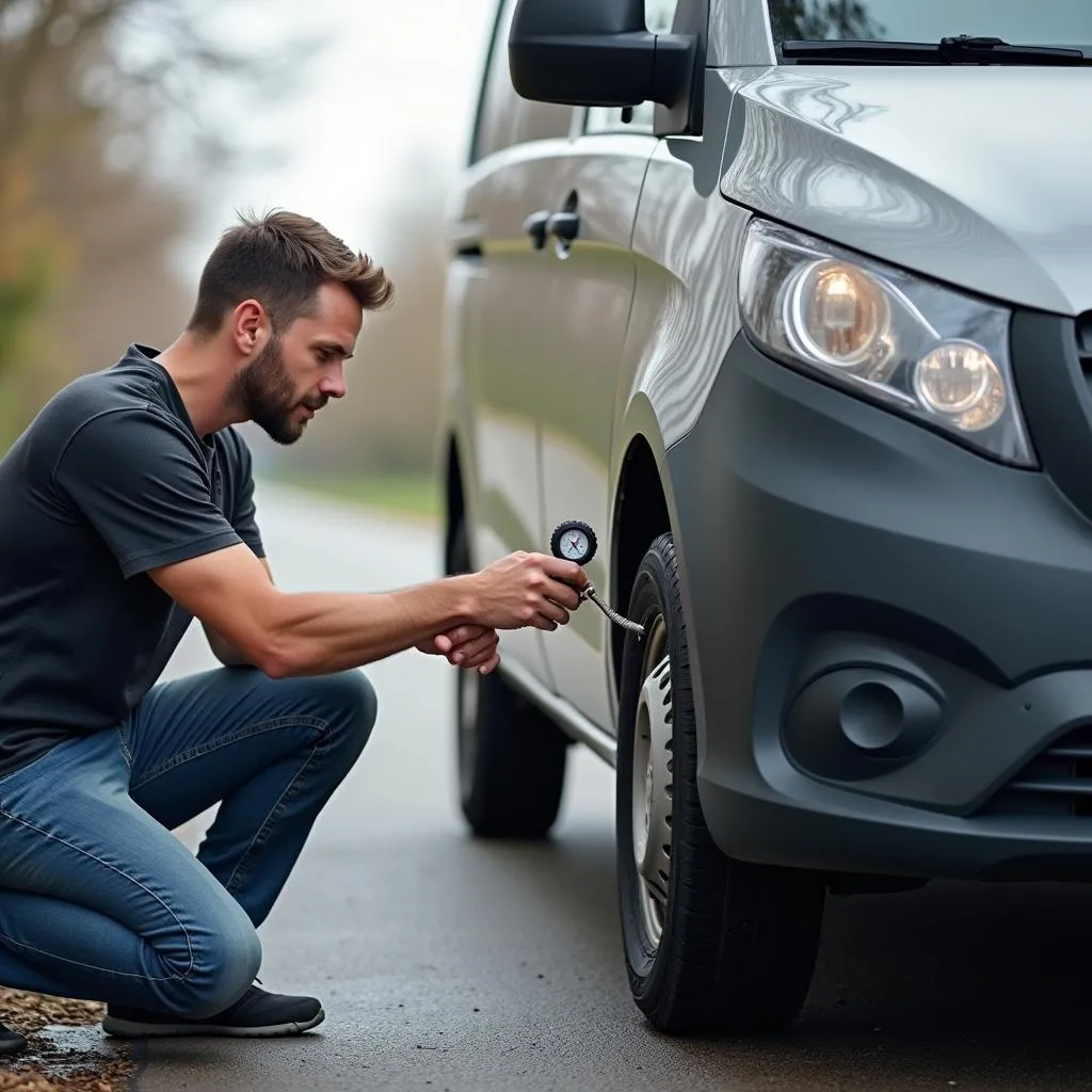 Kiểm tra áp suất lốp xe tải van