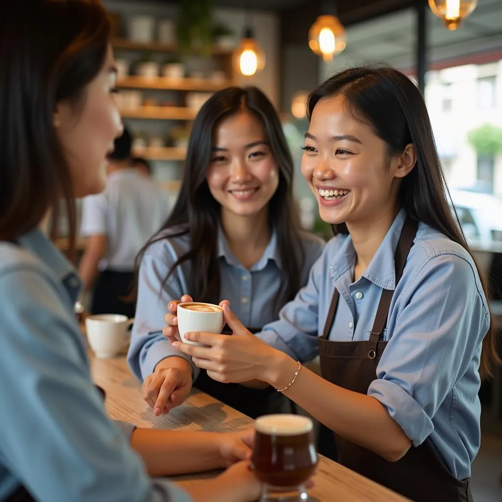 Sinh viên làm thêm tại quán cà phê