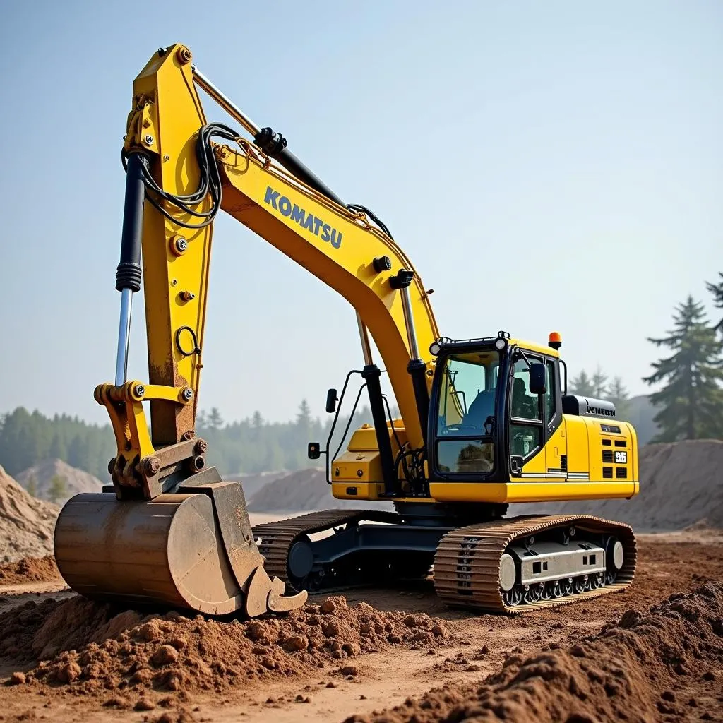 Máy xúc Komatsu 55 đang thi công