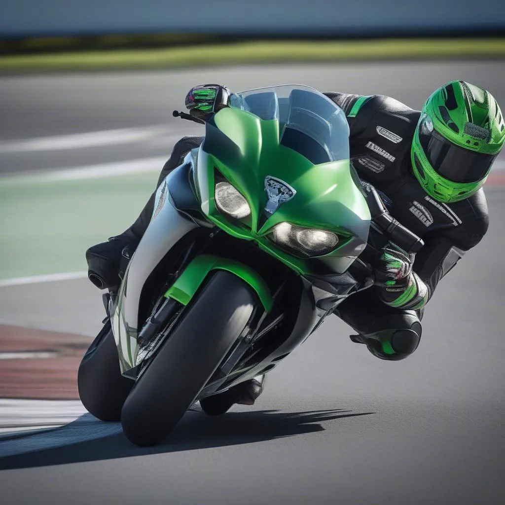 Kawasaki Ninja H2R on Race Track