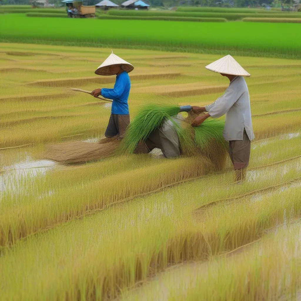 Nông dân Cần Thơ thu hoạch lúa