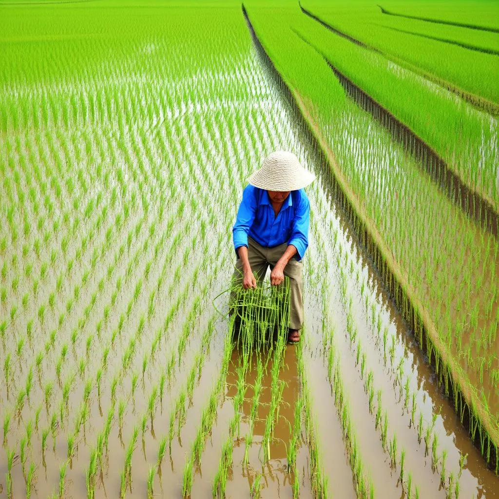 Nông dân trồng lúa