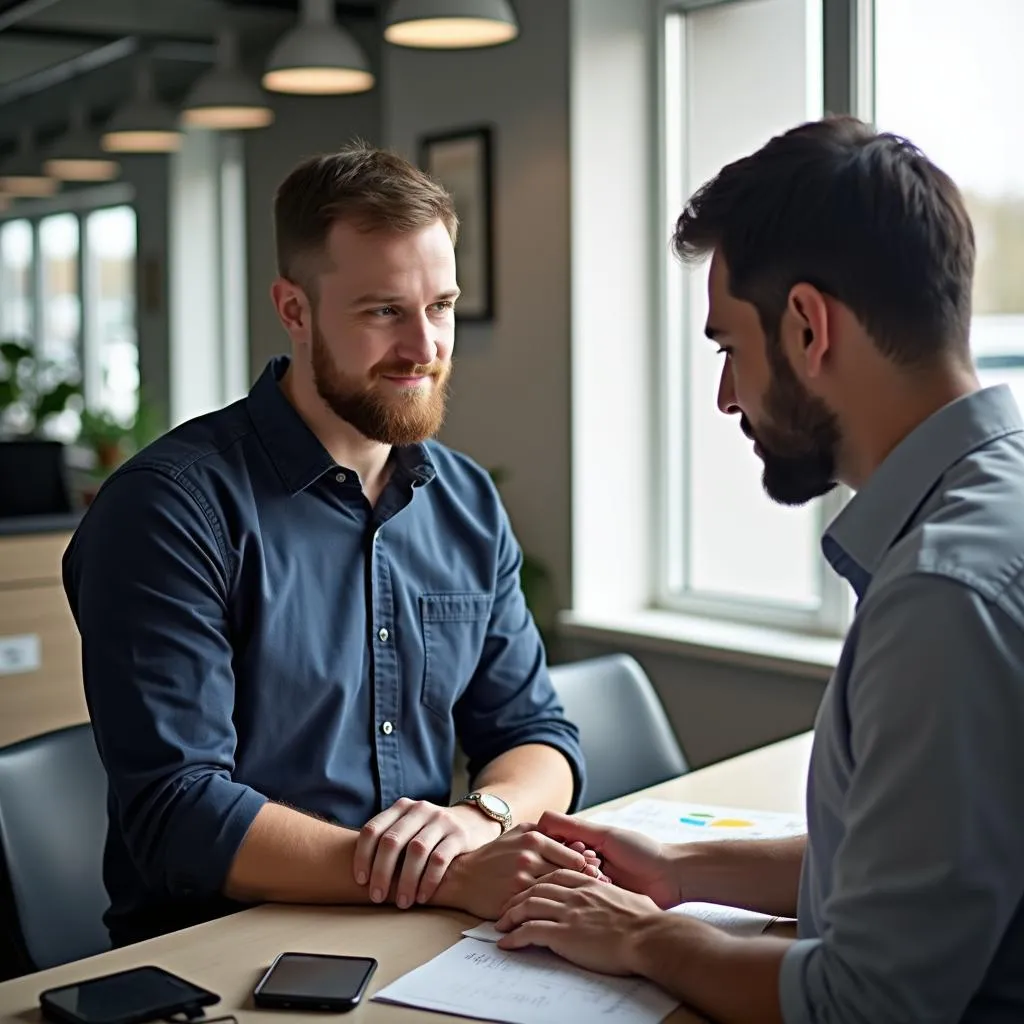 Người đàn ông đang nộp lệ phí cấp phù hiệu xe tải tại cơ quan thuế