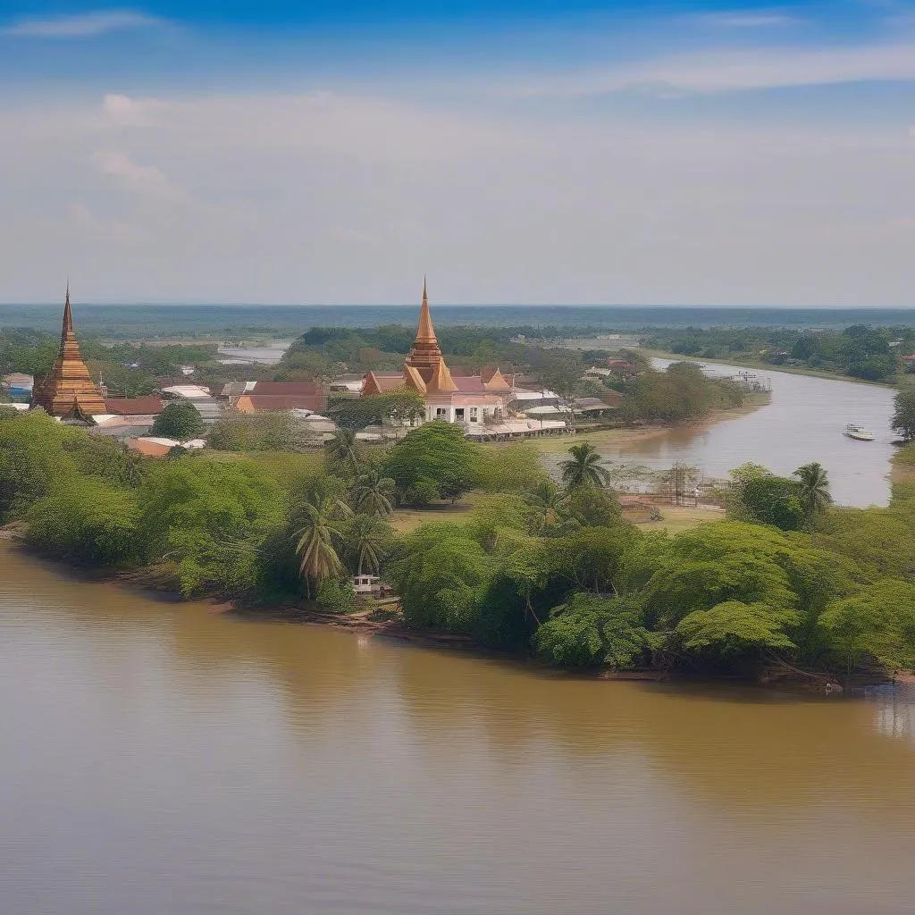 Thành phố Savannakhet bên bờ sông Mekong