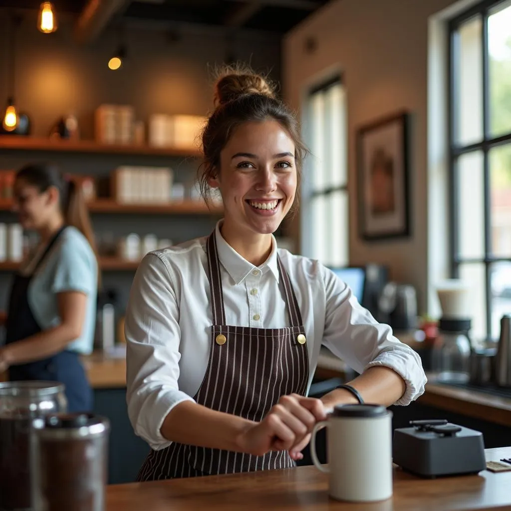 Sinh viên làm thêm tại quán cafe