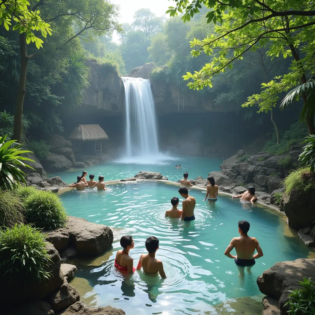 Tắm onsen núi Thần Tài