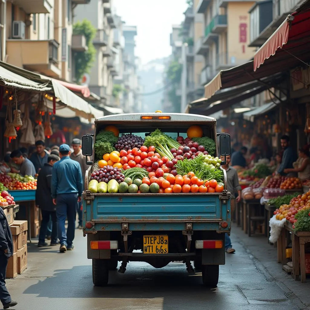 Xe tải Hà Nội Đà Lạt chở nông sản về thành phố