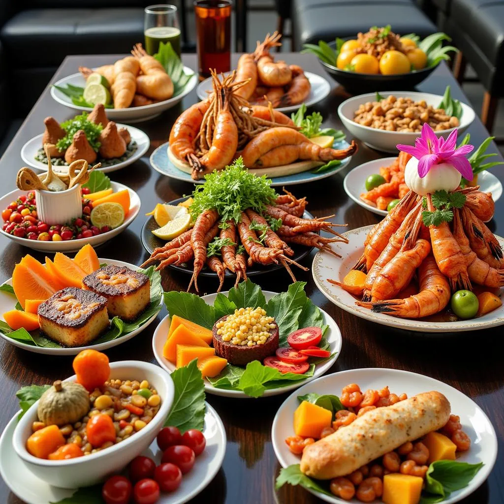 Bàn tiệc buffet với nhiều món ăn hấp dẫn ở Auckland