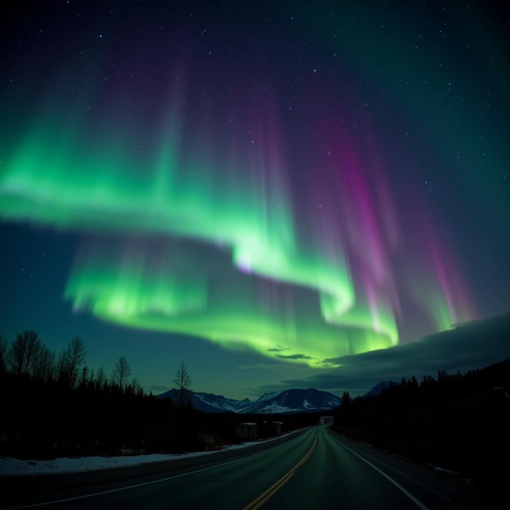 Aurora Borealis in the Night Sky