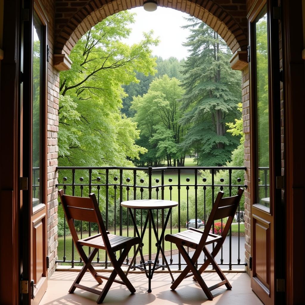 Peaceful Balcony with a View of Lush Park