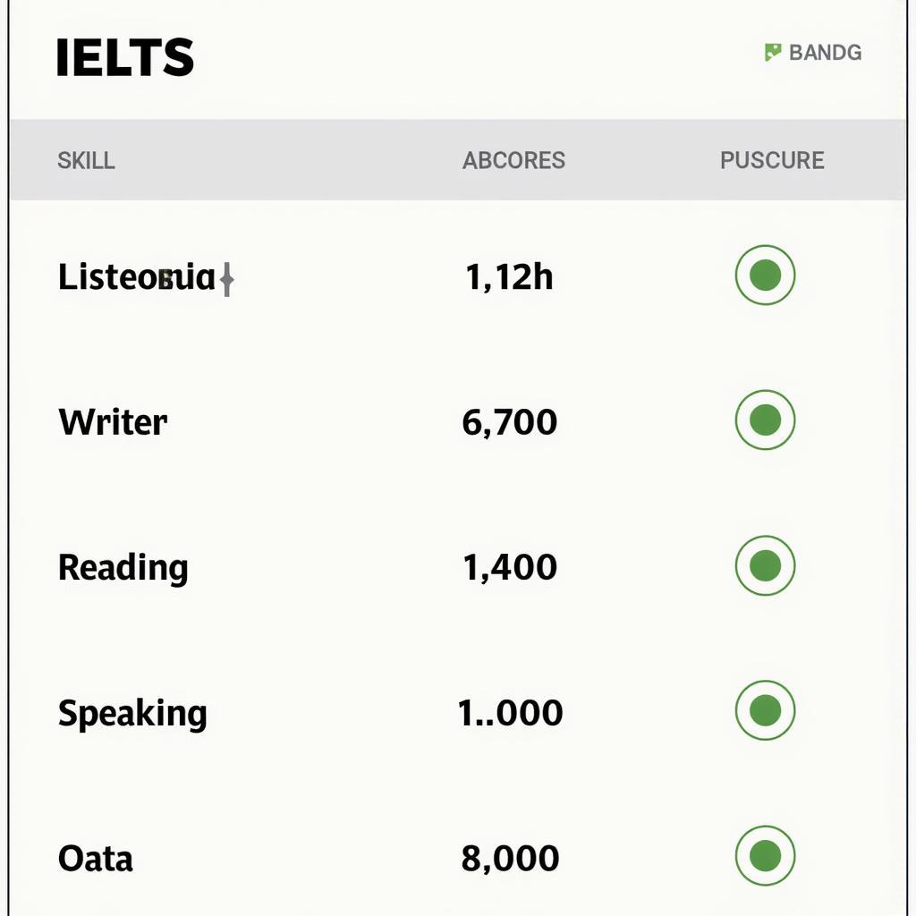 Bảng điểm IELTS