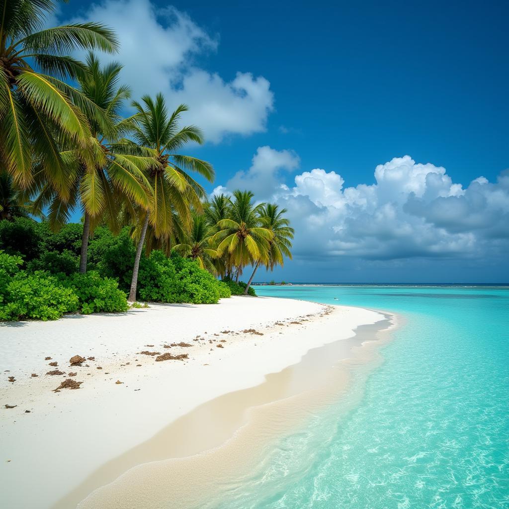 Bãi biển cát trắng Maldives