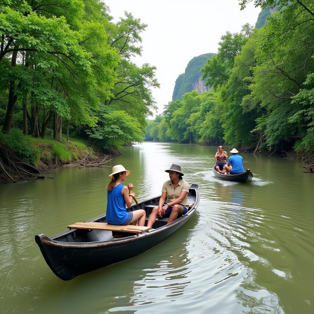 Trải nghiệm chèo thuyền Thung Nham