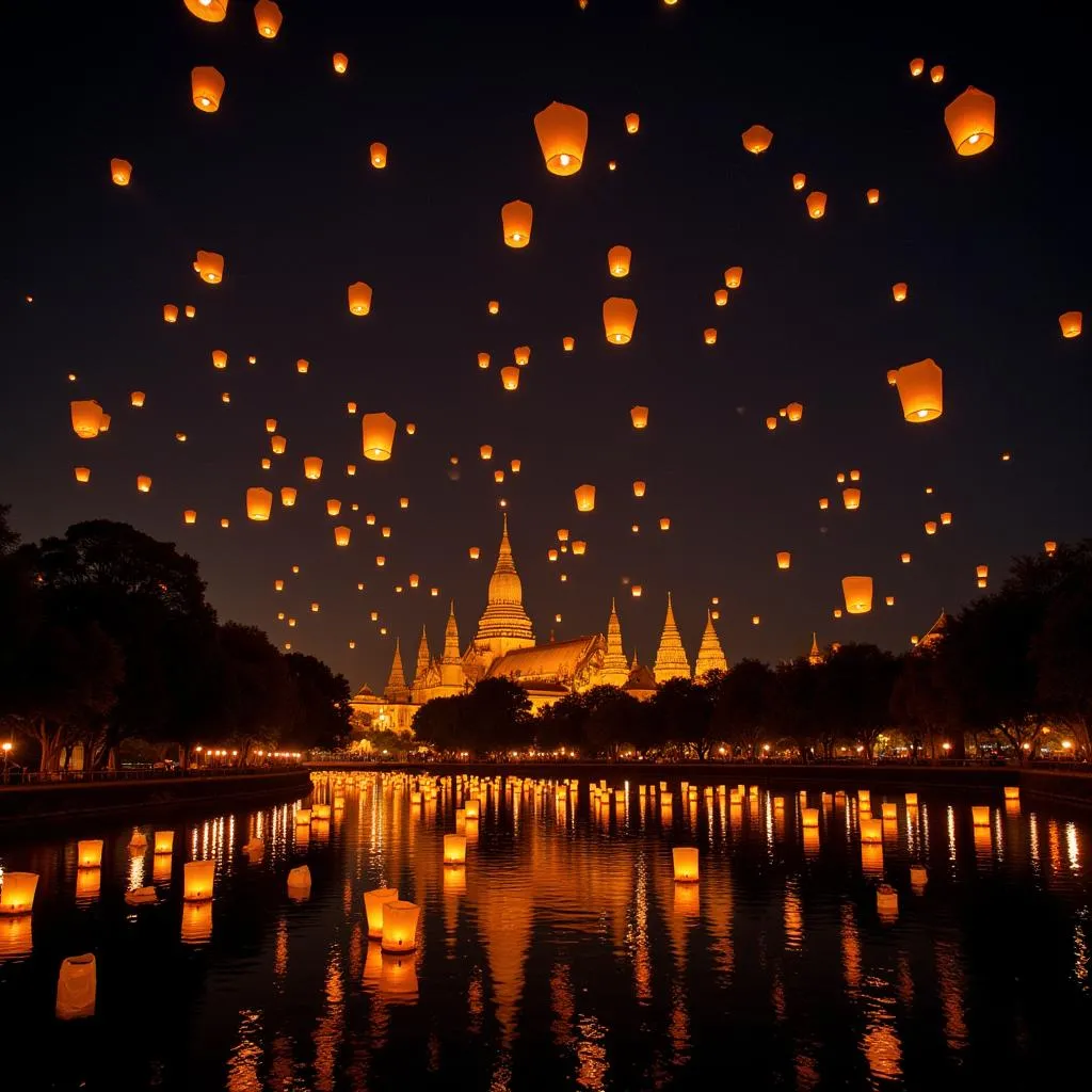 Lễ hội đèn trời Loi Krathong ở Chiang Mai