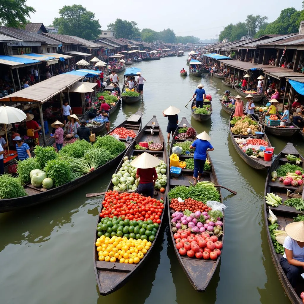 Chợ nổi Cái Răng nhộn nhịp trên sông