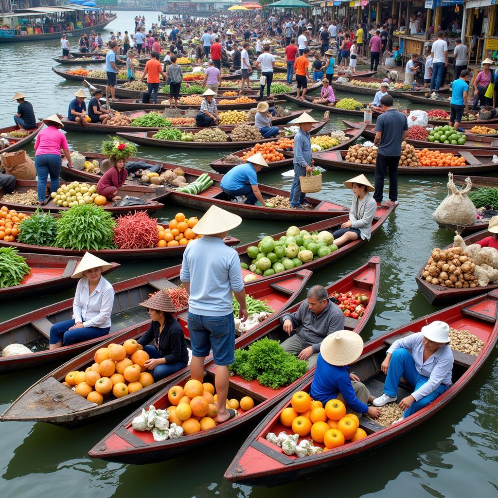 Khung cảnh nhộn nhịp tại chợ nổi Cái Răng